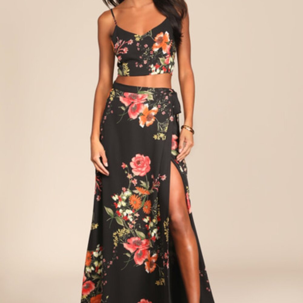 Bloom With a View Black -Small Maxi SKIRT ONLY!